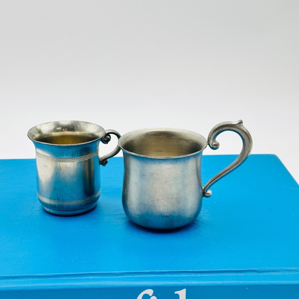 Vintage Preisner and Royal Daalderop Pewter Baby Cups Set of 2 Holland 2044